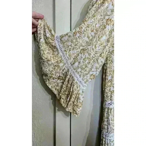Free People Talk About It Tunic Boho Top Sz XS OB908667 Ivory Gold Boho Crochet - Picture 5 of 10